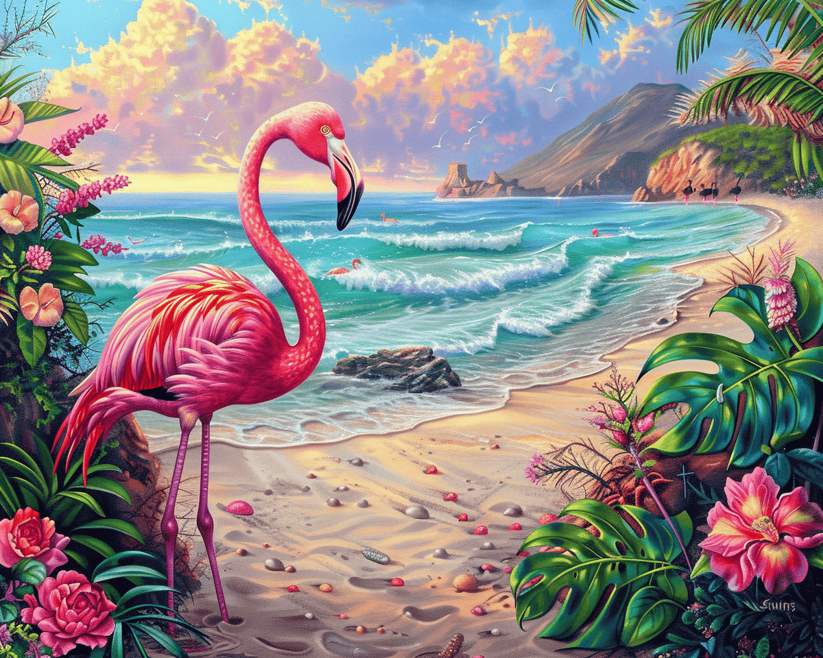 Flamingo op Het Strand