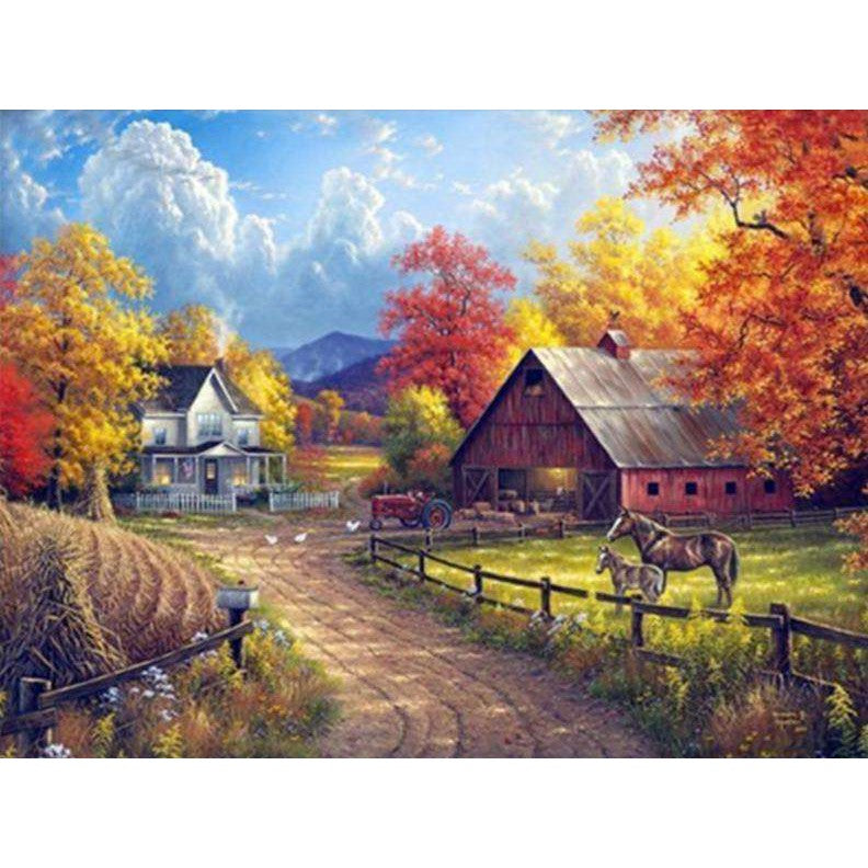 Herfst Diamond Art Kits Volwassenen, 30 x 40 cm Groot Diamant