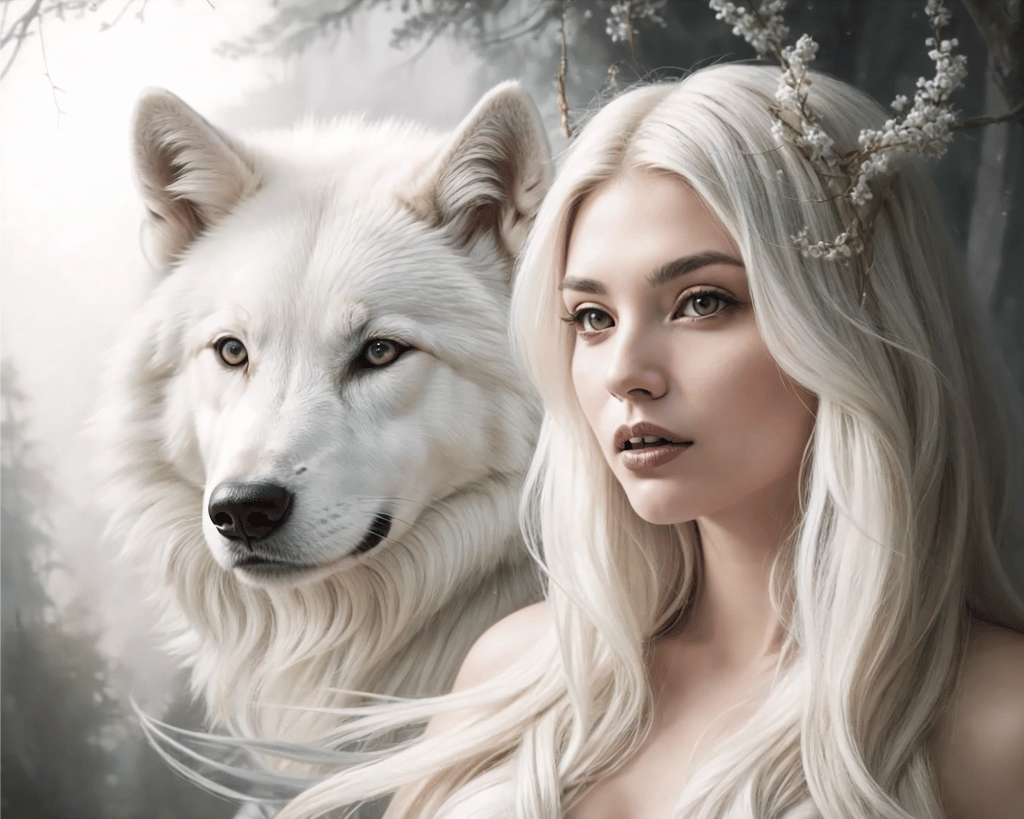 Witte Wolf Met Blond Meisje