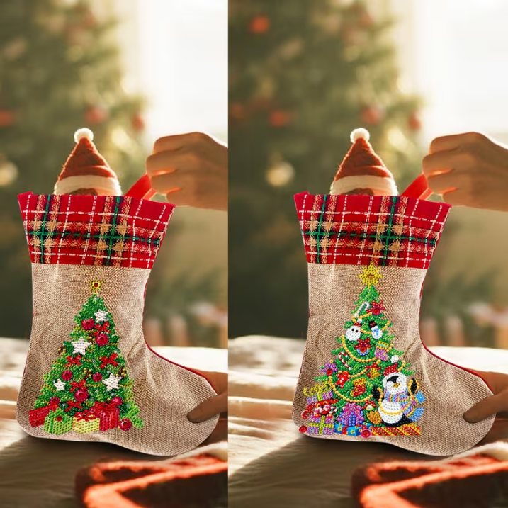 Diamond Painting Kerstsokken - Kerstboom Set