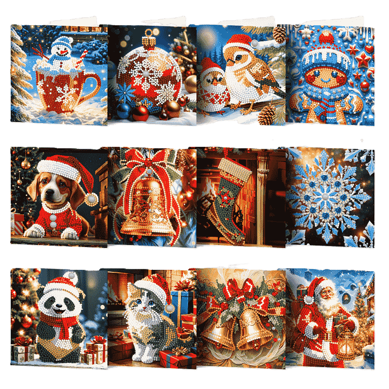 12 Kerstkaarten - Kerstsfeer set