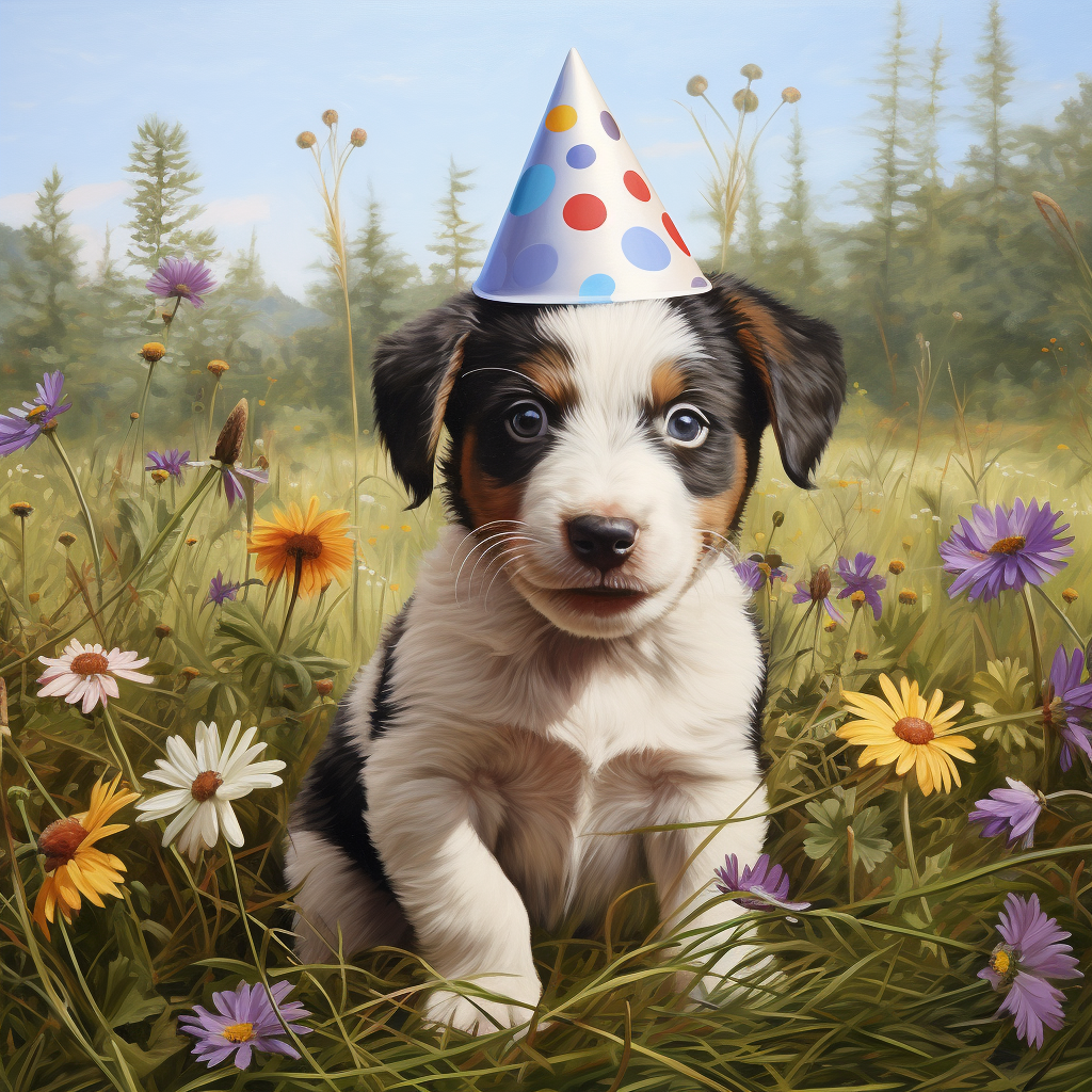 Hond met Verjaardagshoed