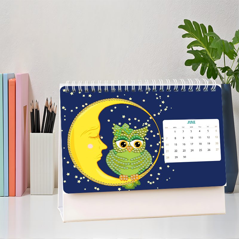 2026 Diamond Painting Bureaukalender - Uilen Editie
