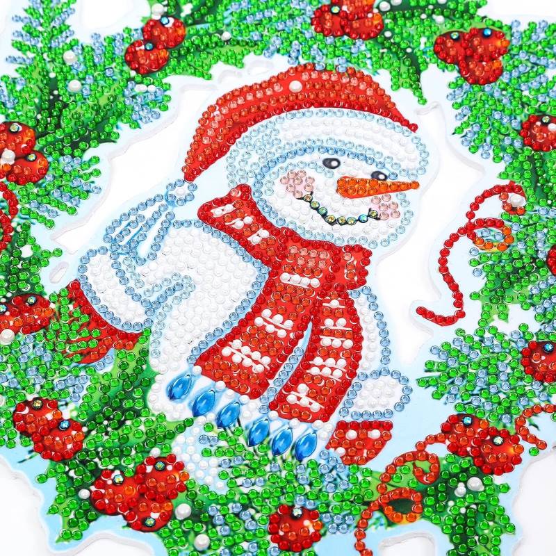 Diamond Painting Kerstkrans – Sneeuwpop