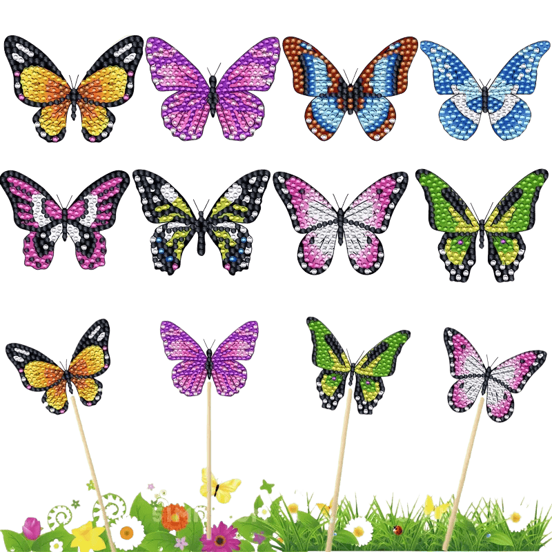 Diamond Painting Plantstekers – Set van 8 Vlinders