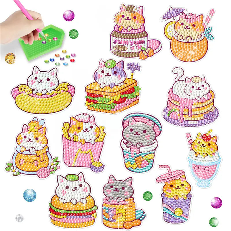 Diamond Painting Stickers - Set van 12 Katjes