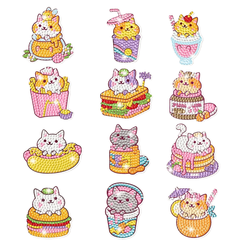 Diamond Painting Stickers - Set van 12 Katjes
