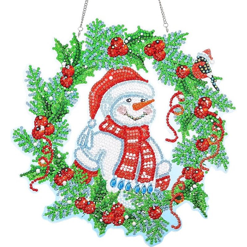 Diamond Painting Kerstkrans – Sneeuwpop