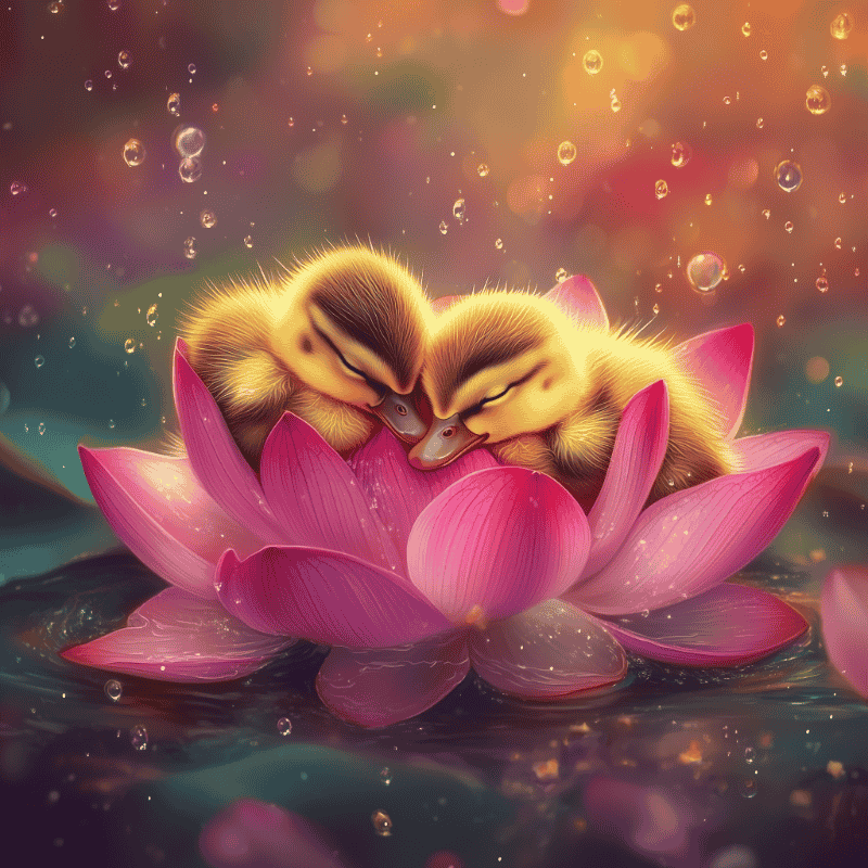 Diamond Painting - Eendjes op een lelie