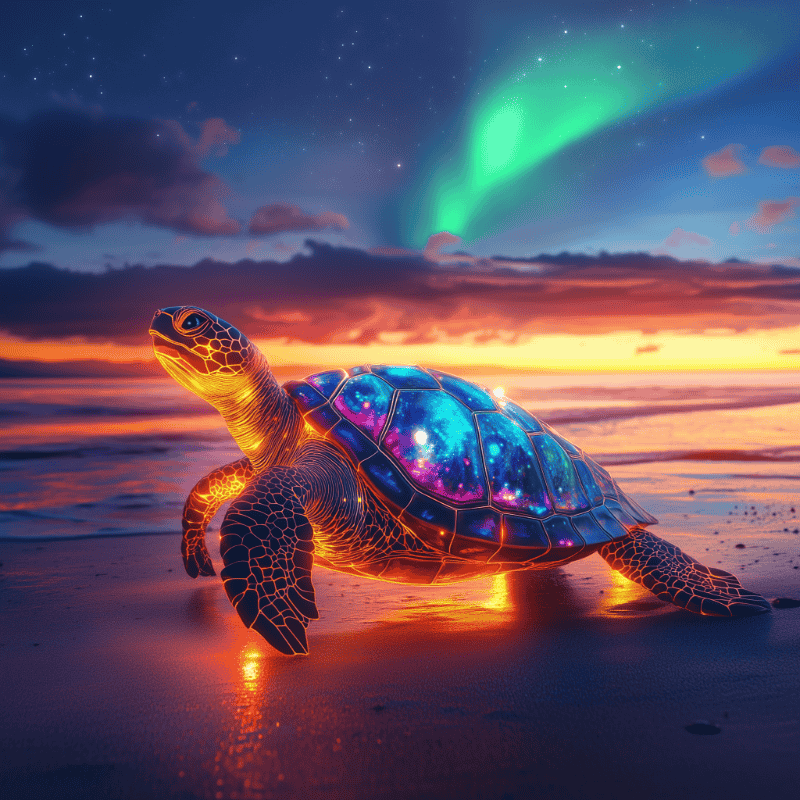 Diamond Painting - Gloeiende schildpad