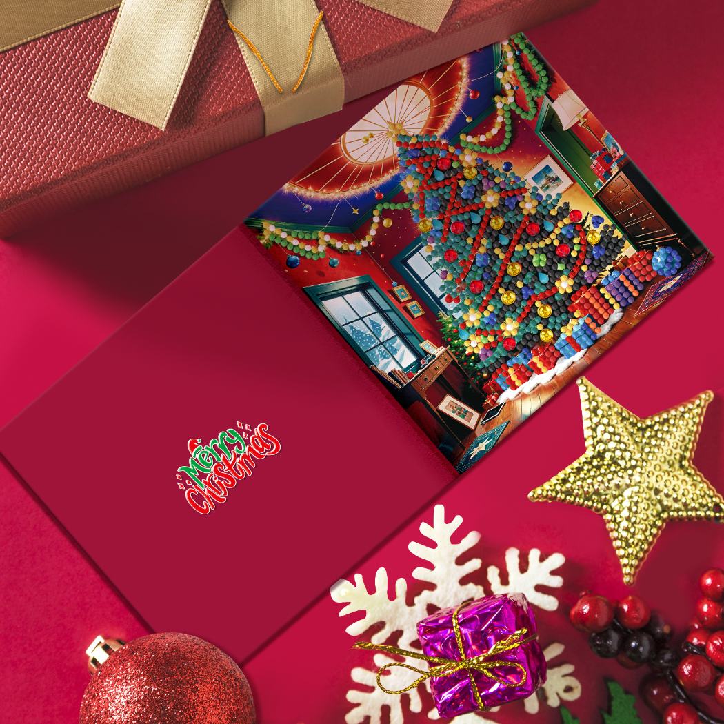 12 Kerstkaarten - Kerstman & Diertjes set