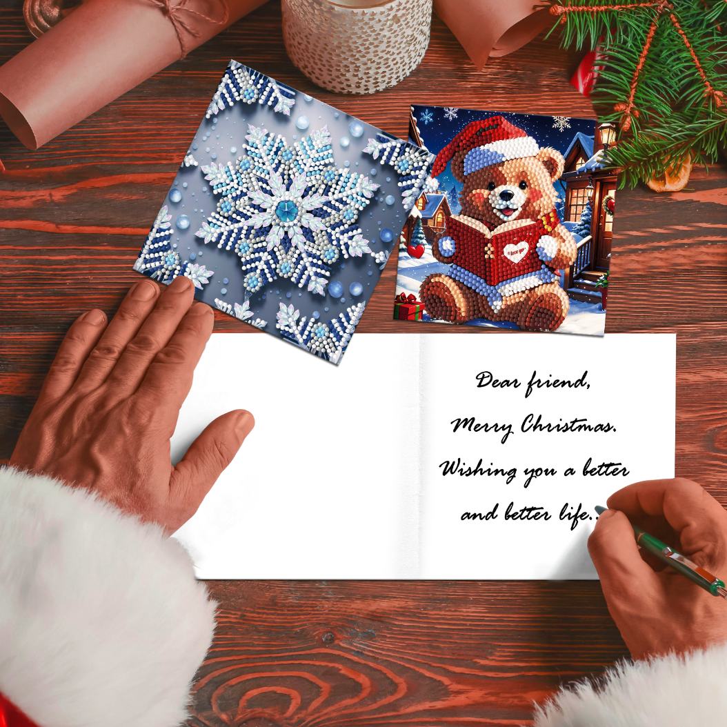 12 Kerstkaarten - Kerstman & Diertjes set