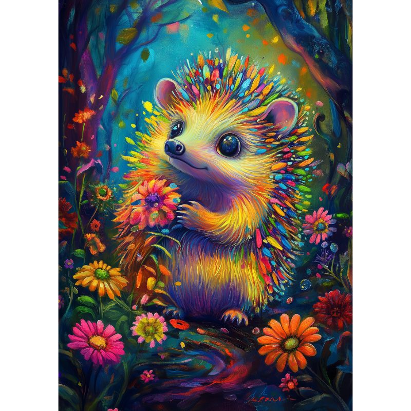 Magische egel | Diamond Painting met AB Stenen