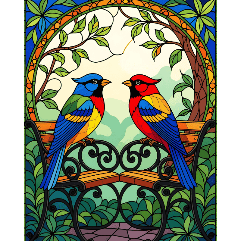 Glas in lood vogels