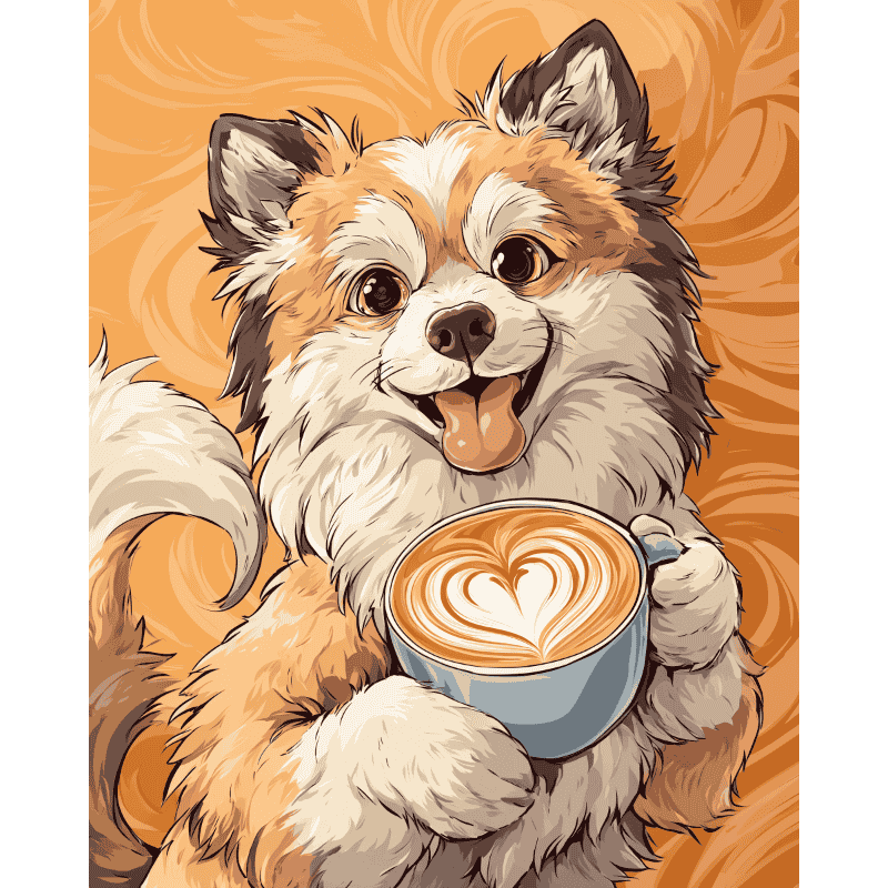 Schattige hond met koffie
