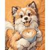 Schattige hond met koffie