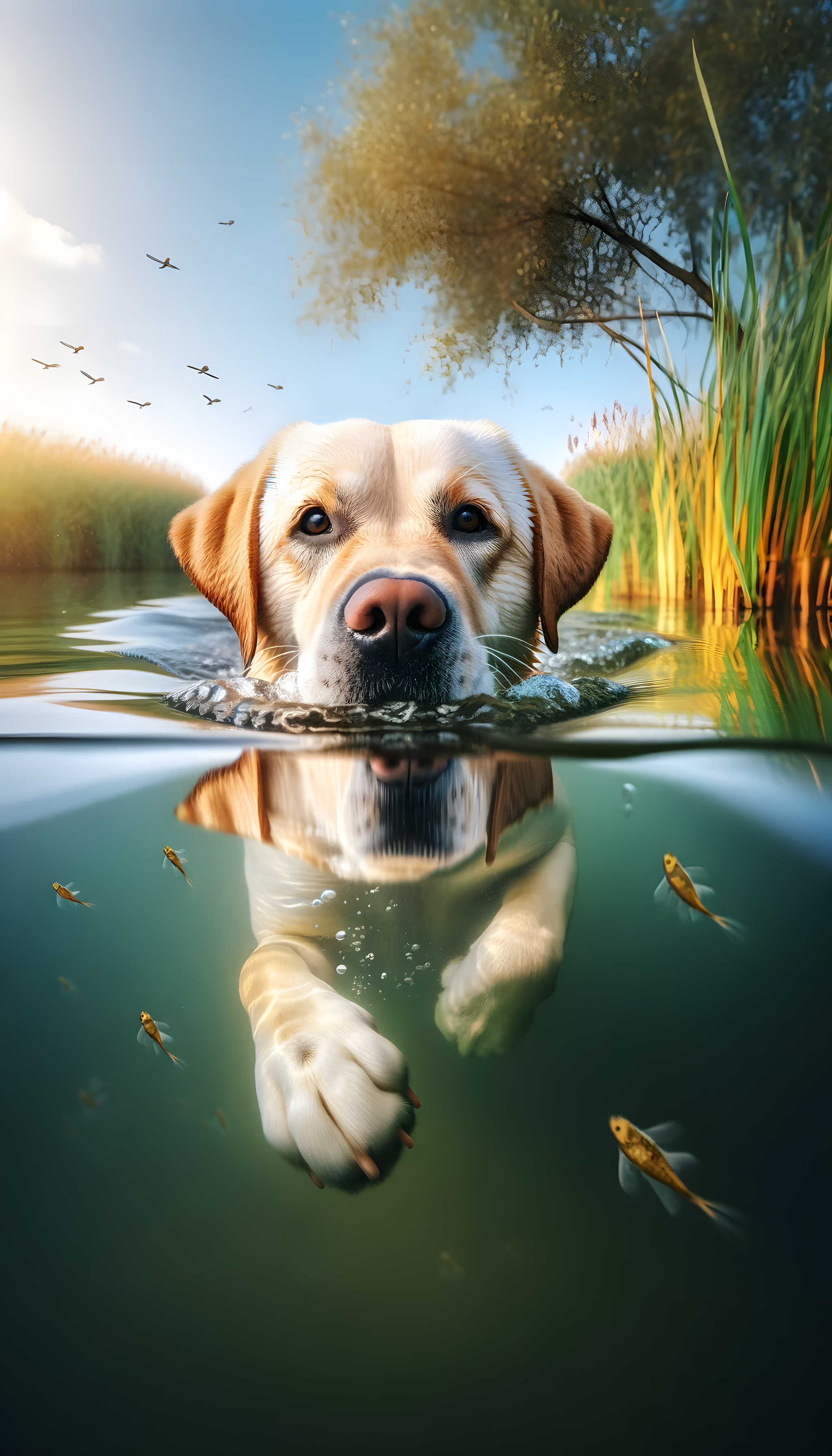 Hond Vrolijk Door Het Water