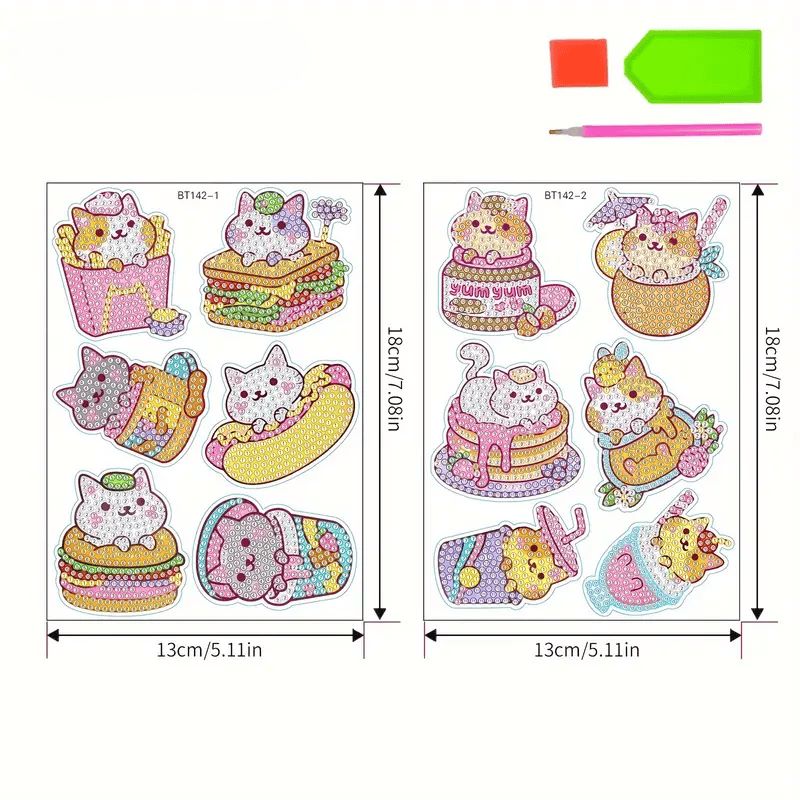 Diamond Painting Stickers - Set van 12 Katjes