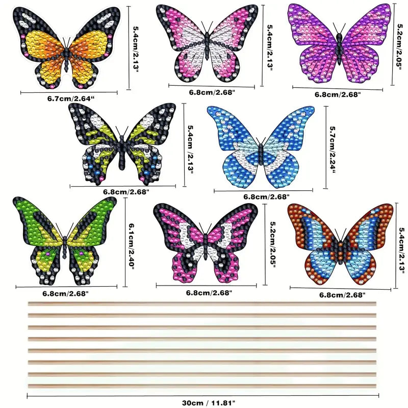 Diamond Painting Plantstekers – Set van 8 Vlinders