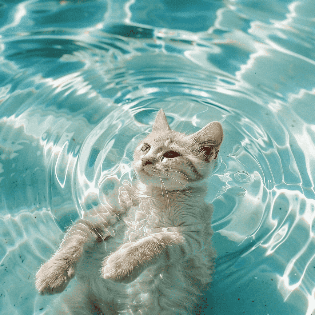 Kat in het water