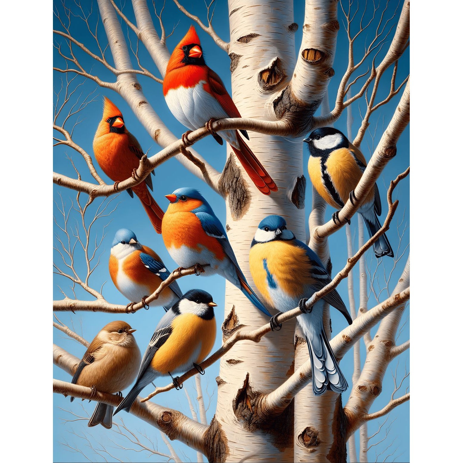 Gekleurde Vogels In De Boom | 40x50cm