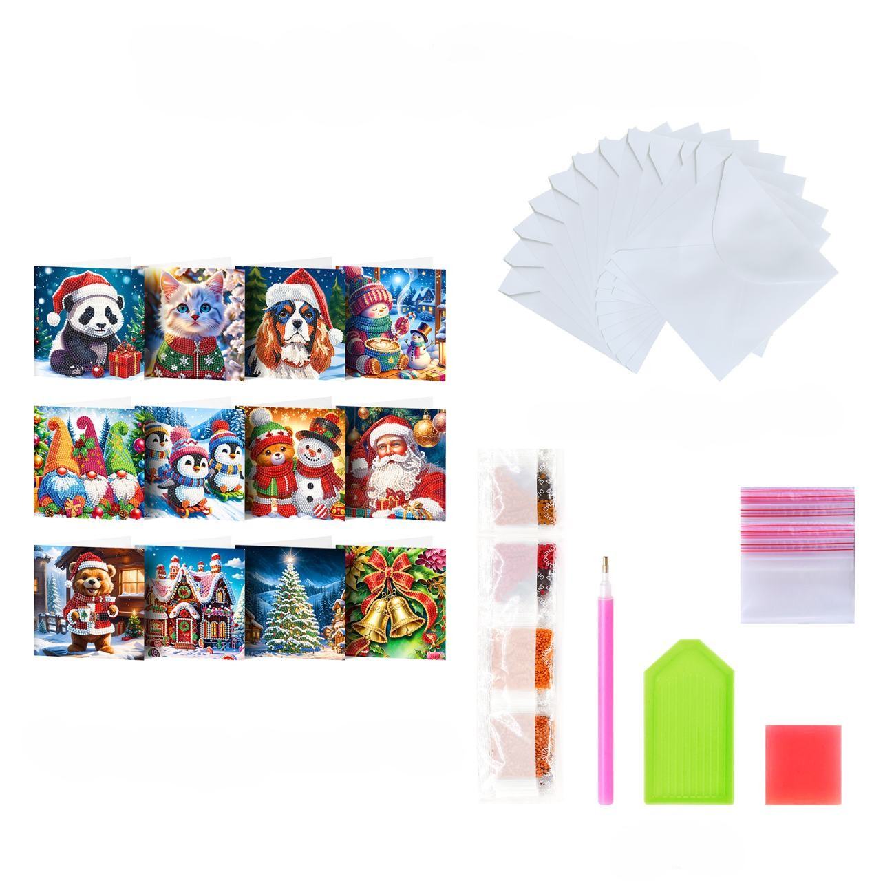 12 Kerstkaarten - Vrolijke Kerst set