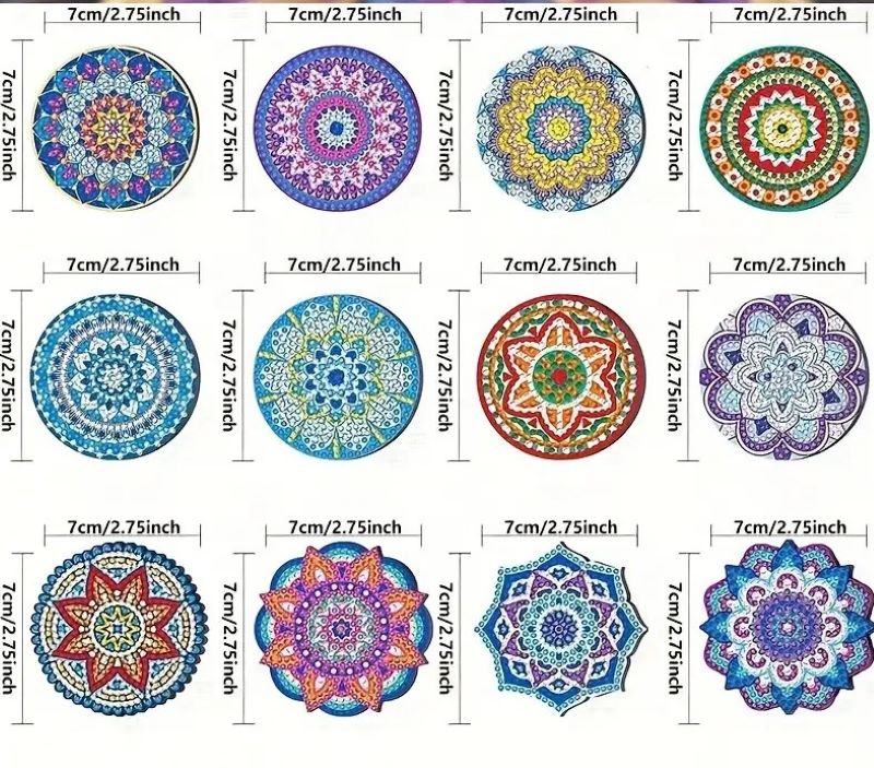 Diamond Painting Magneten - Set van 12 mandala's