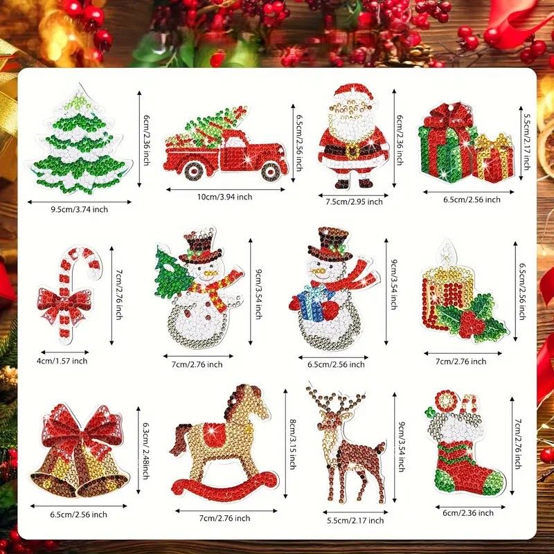 Kerst sleutelhangers - 12 Stuks