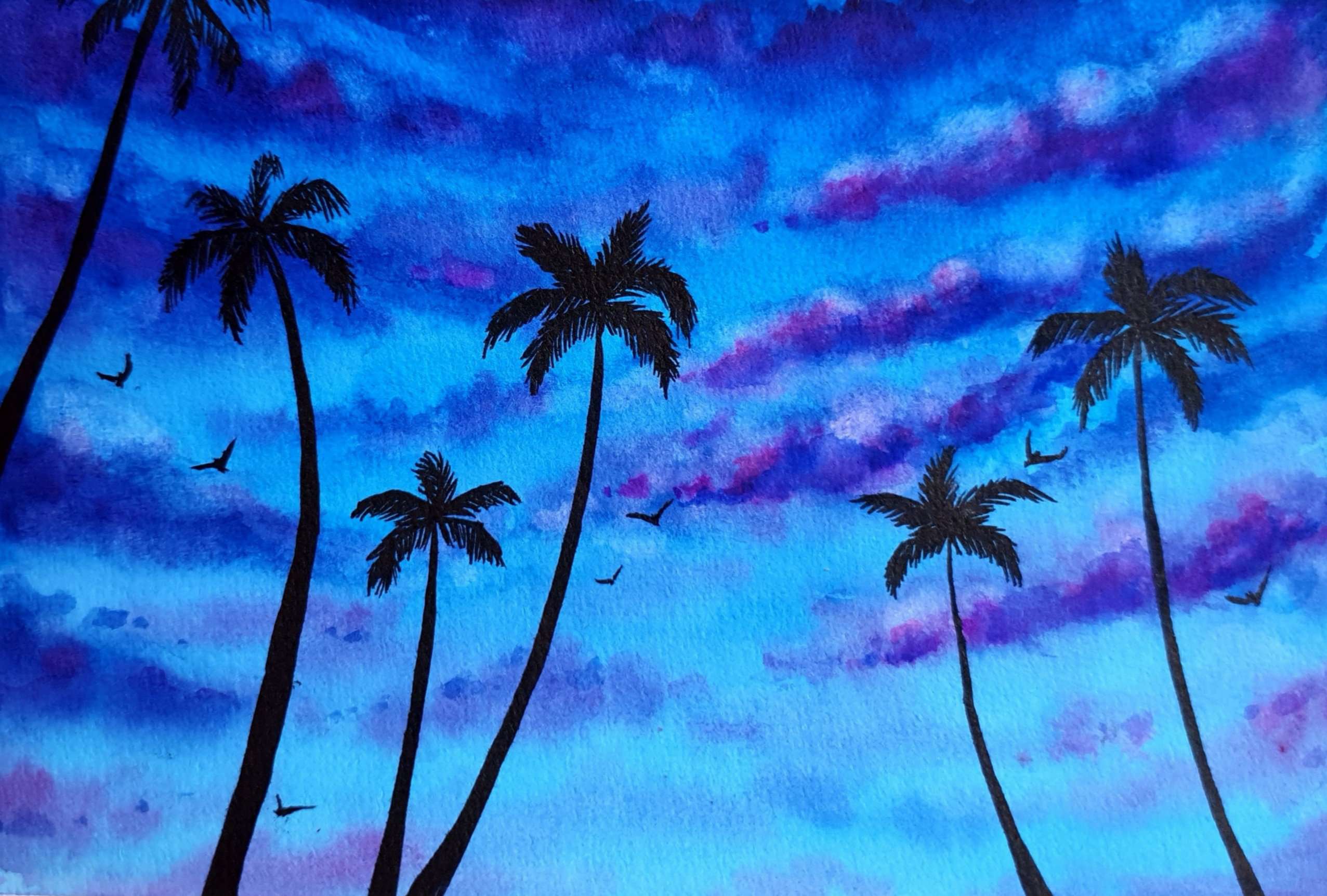 Blauwe Lucht Achter Palmbomen