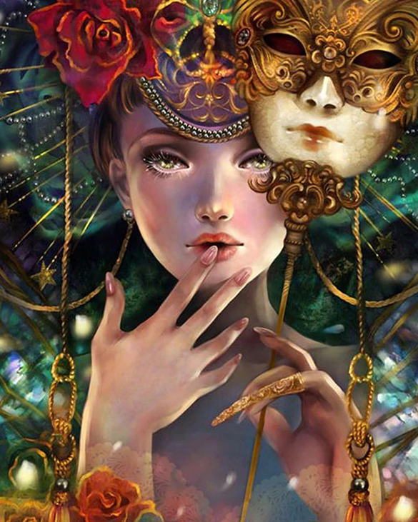 Vrouw - Masker | Diamond Painting