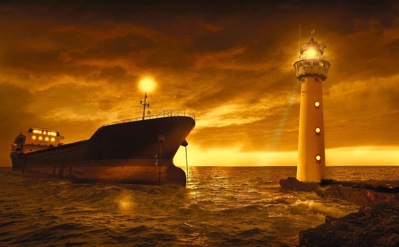 Schip met Vuurtoren
