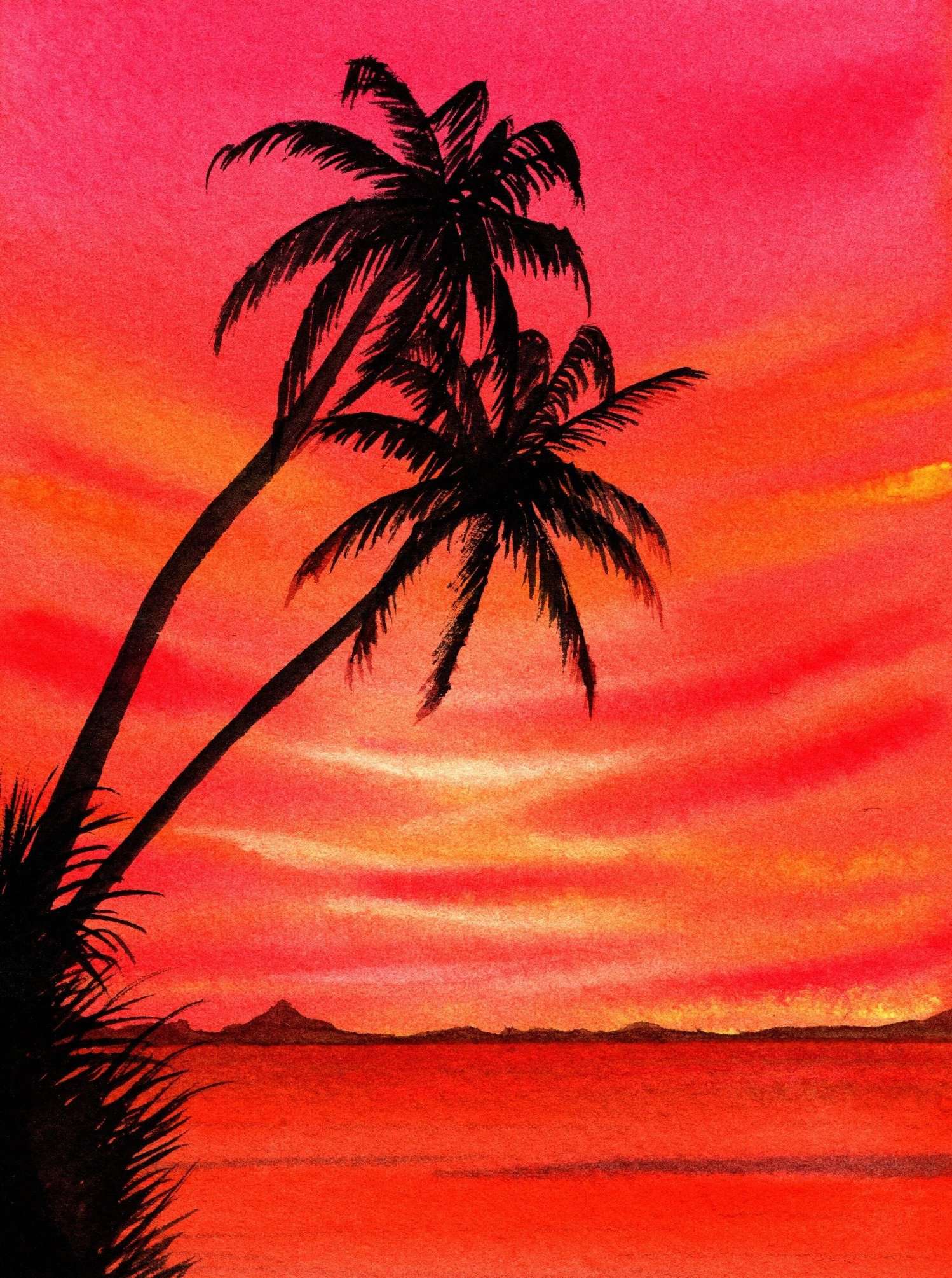 Zonsondergang Achter Palmbomen
