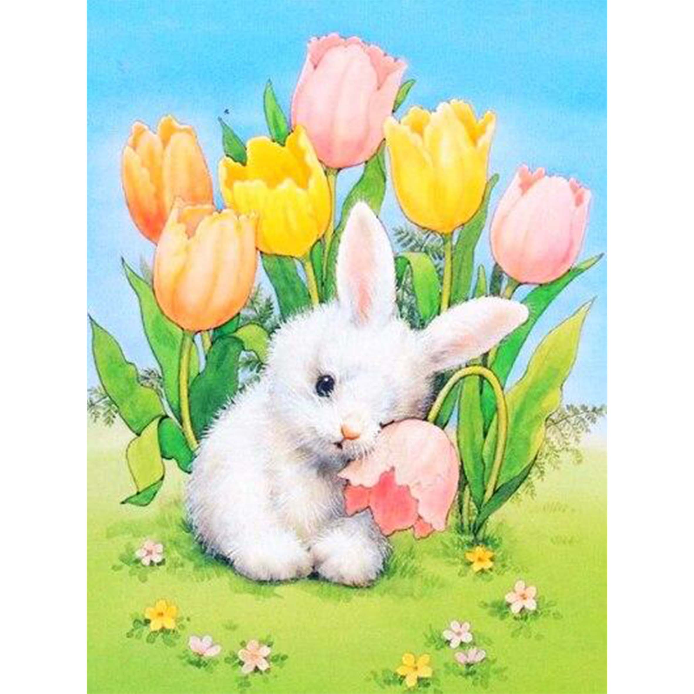 Konijntje - Tulpen | Diamond Painting