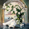 Witte Roos - Duiven | Diamond Painting